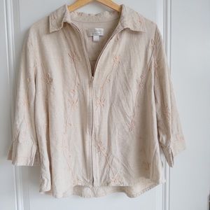 Vintage linen floral zip jacket